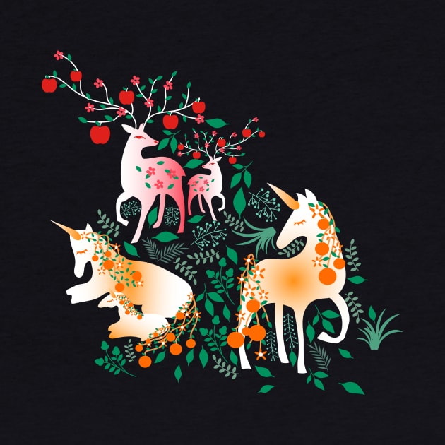 Once Upon a Time- Mystical Woodland with Apple Deers and Orange Unicorns by Winkeltriple